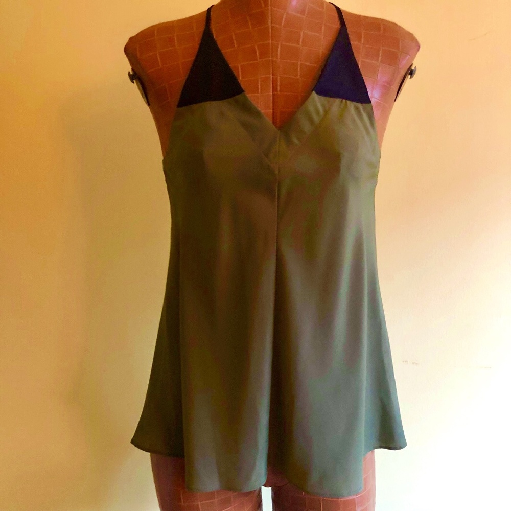Draw String, Racer Back,V-Neck Tank Top Blouse